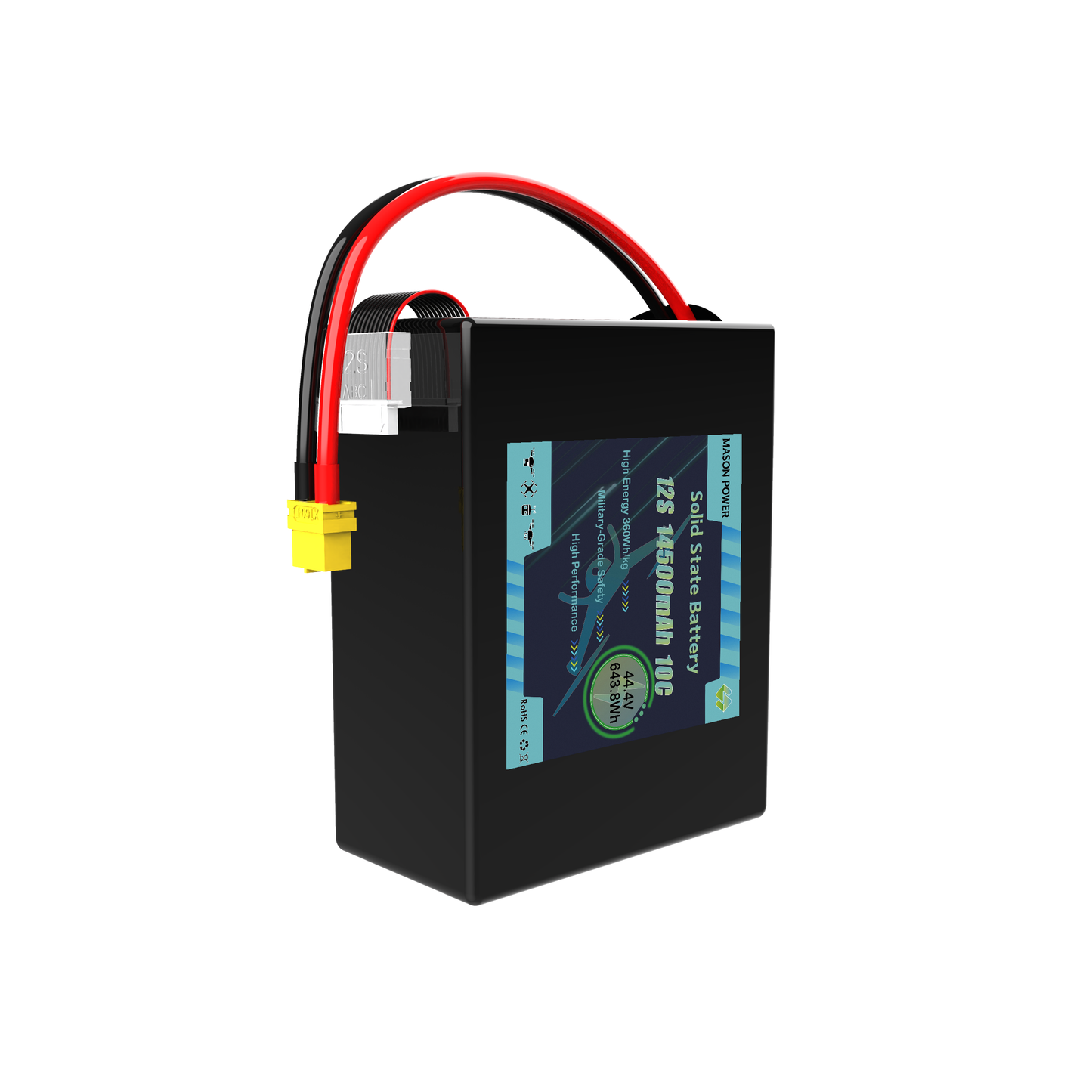 12S 44.4V 20000mAh UAV Drone Battery 360Wh/kg 10C Solid State Battery Pack for Firefighting Drones
