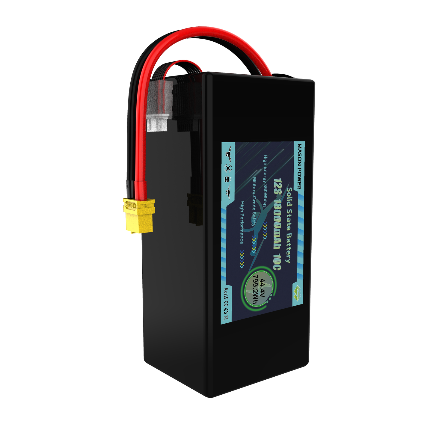 12S 22000mAh 44.4V Solid State Drone Battery Pack 360Wh/kg 10C High Performance Battery