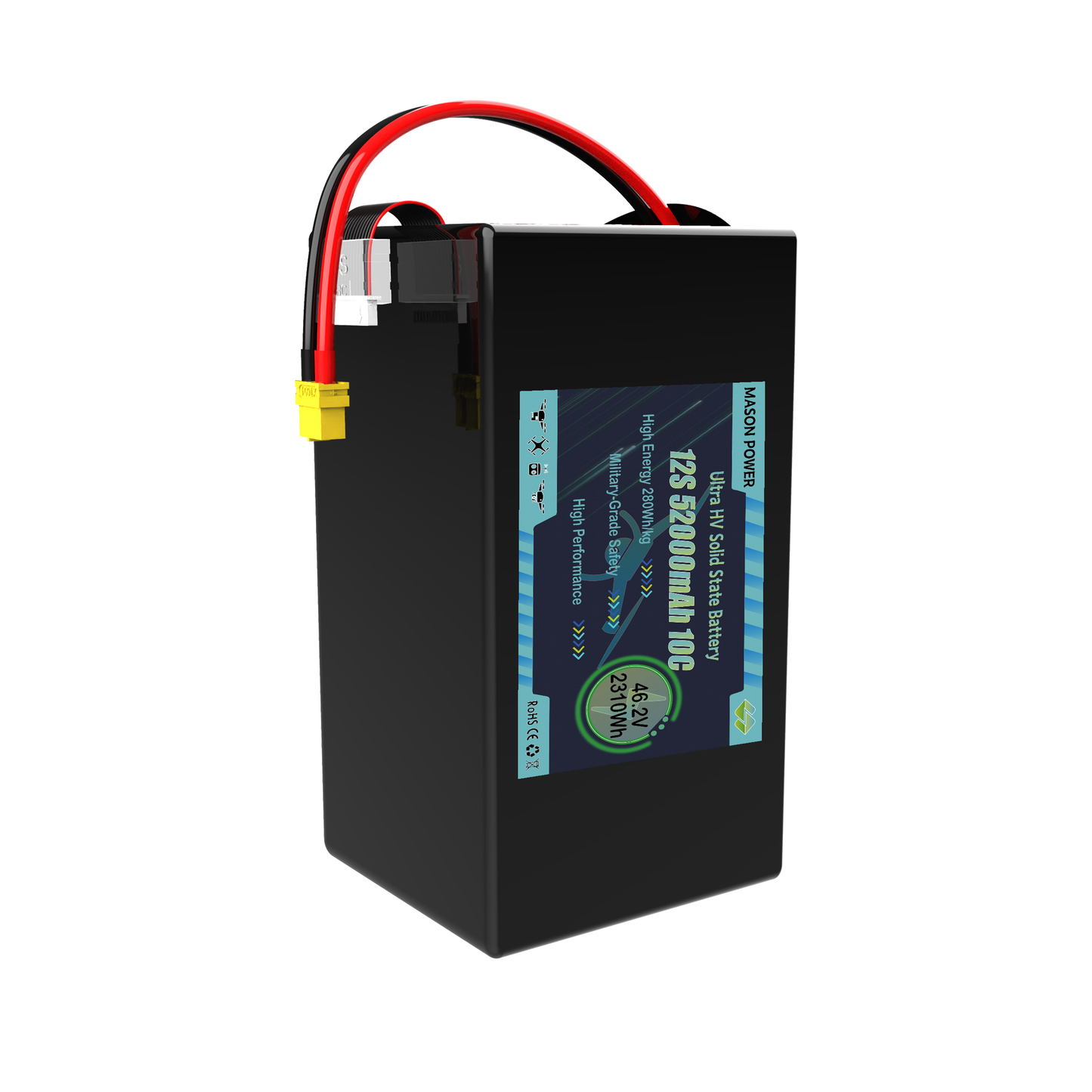 High Safety LiHV Solid State Battery 12S High Voltage 46.2V 39000mAh Drone Battery Pack