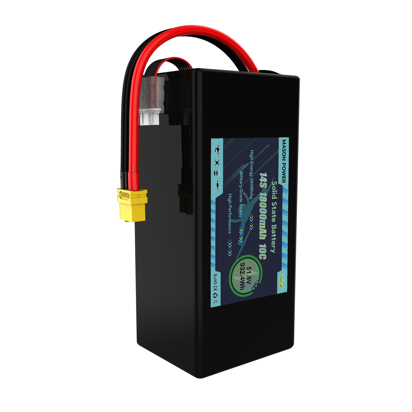 Solid State Lipo Battery 360Wh/kg 14S 10C 51.8V 22000mAh for Aerial Survey Drones