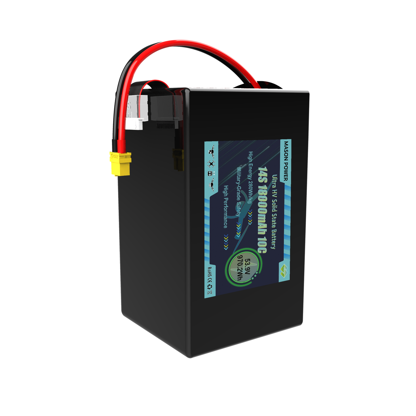 14S High Voltage LiHV 53.9V 22000mAh 10C Solid State Drone Battery Packs for All-terrain Drones