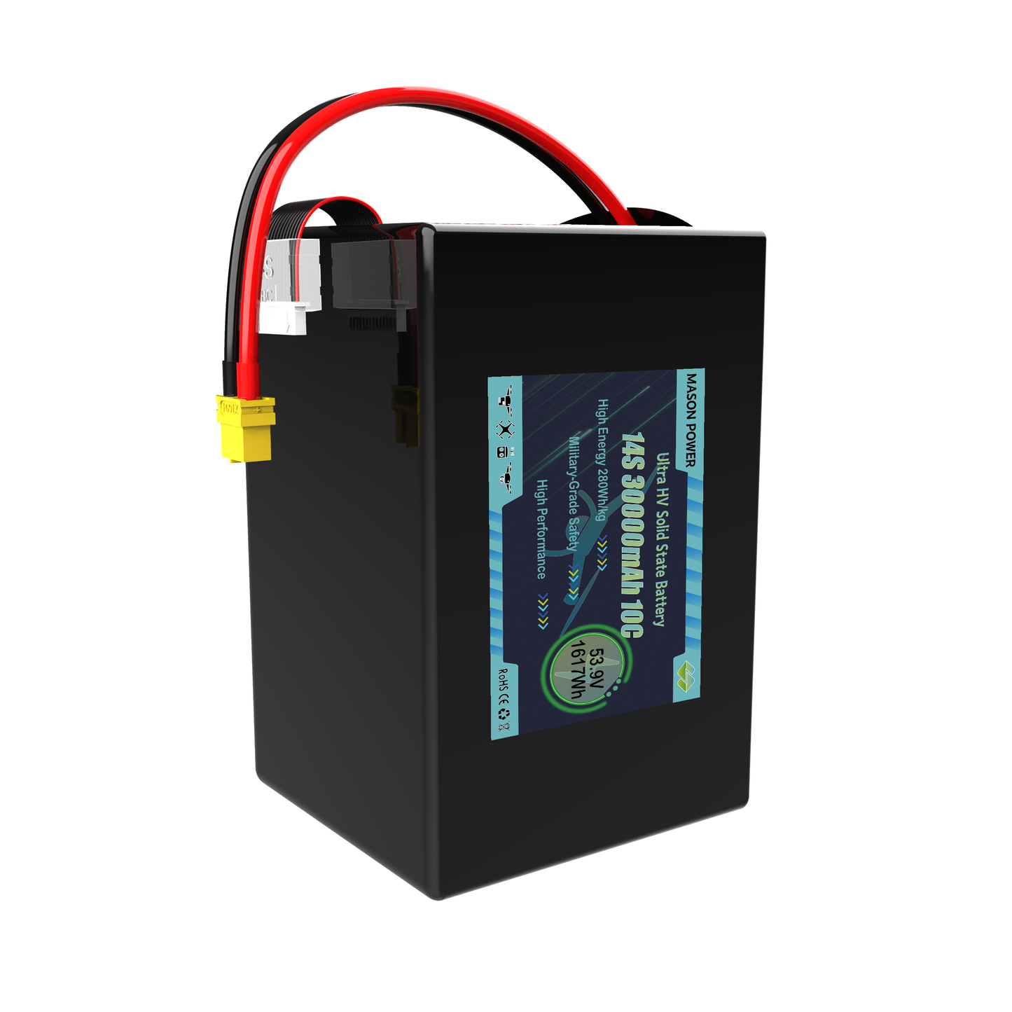 Long Flight Heavy Duty Drone Battery 14S High Voltage LiHV 53.9V 50000mAh Solid State Battery Packs