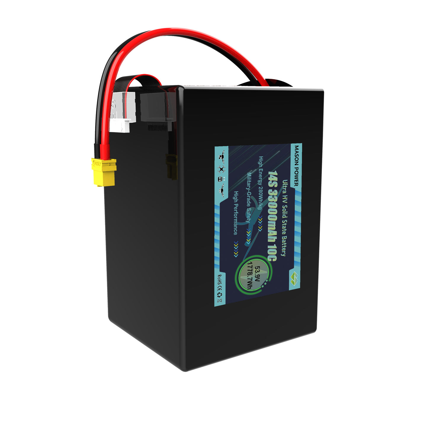 Long Flight Heavy Duty Drone Battery 14S High Voltage LiHV 53.9V 50000mAh Solid State Battery Packs