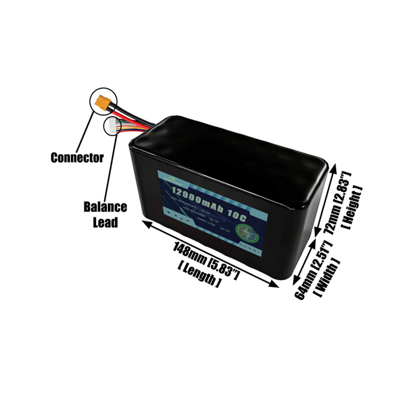 25.9V 12000mAh 7S3P Lithium Ion Battery Pack For FPV Drone