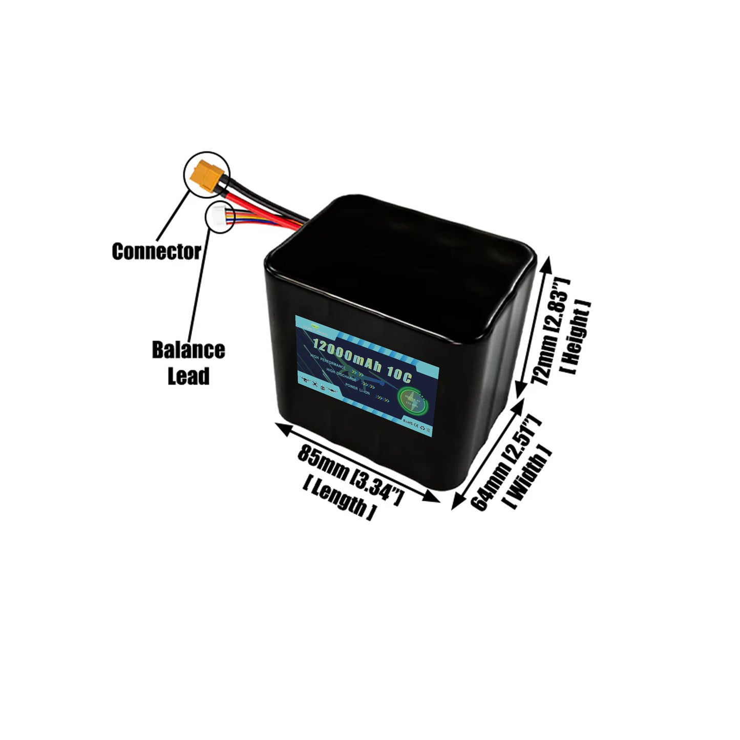 14.8V 12000mAh 4S3P Li-ion Battey Pack For FPV Drone