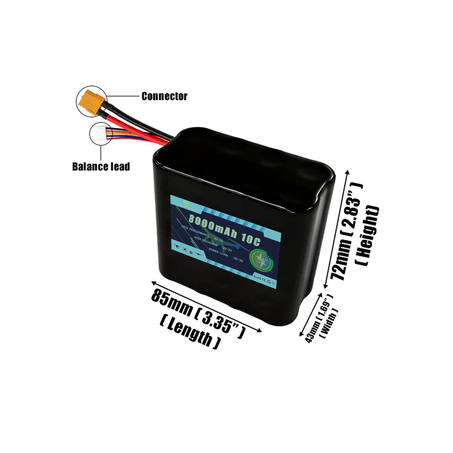 14.8V 8000mAh 4S2P Li-ion Battey Pack For FPV Drone