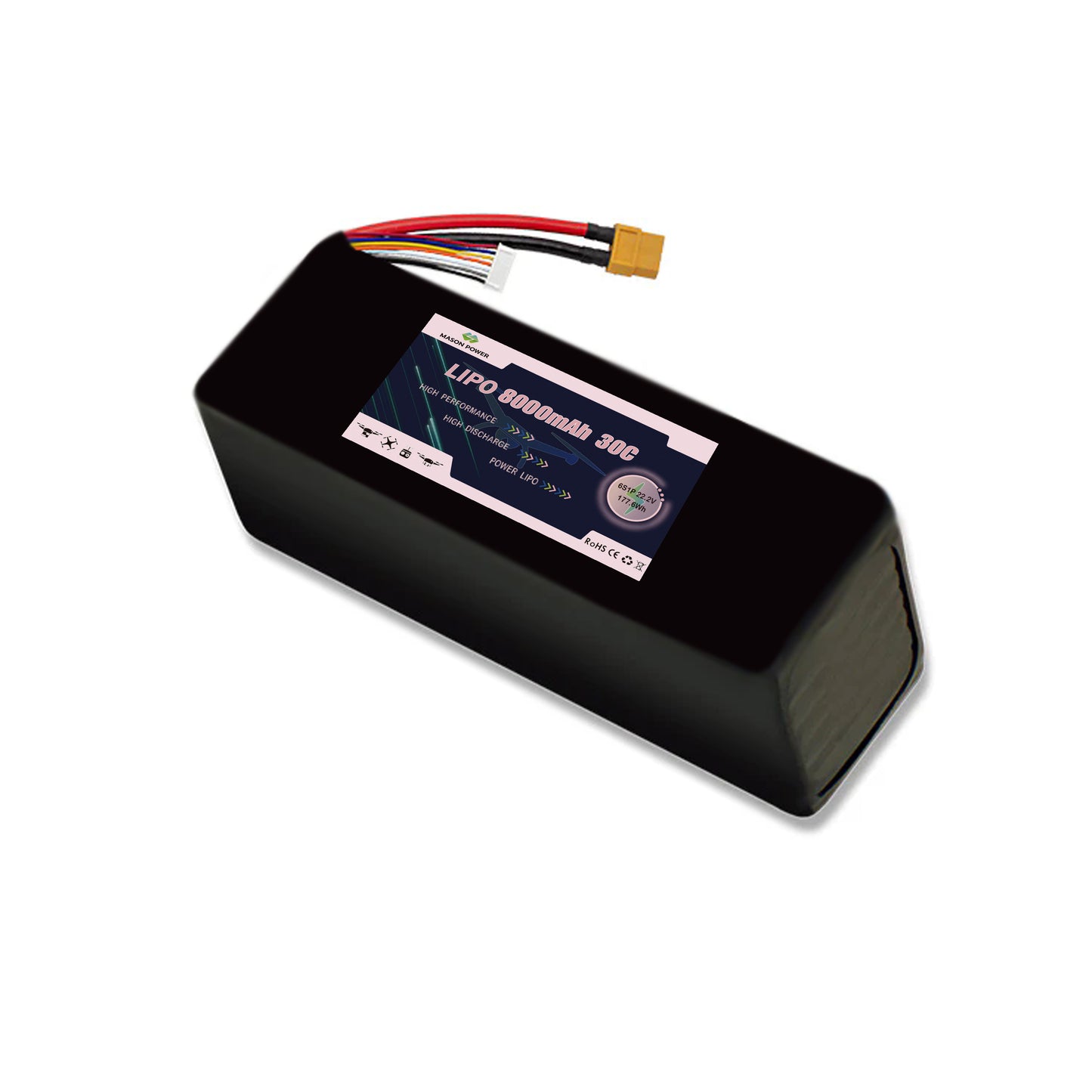 22.2V 30C 6S 8000mAh Lipo Battey Pack For Race FPV Drone