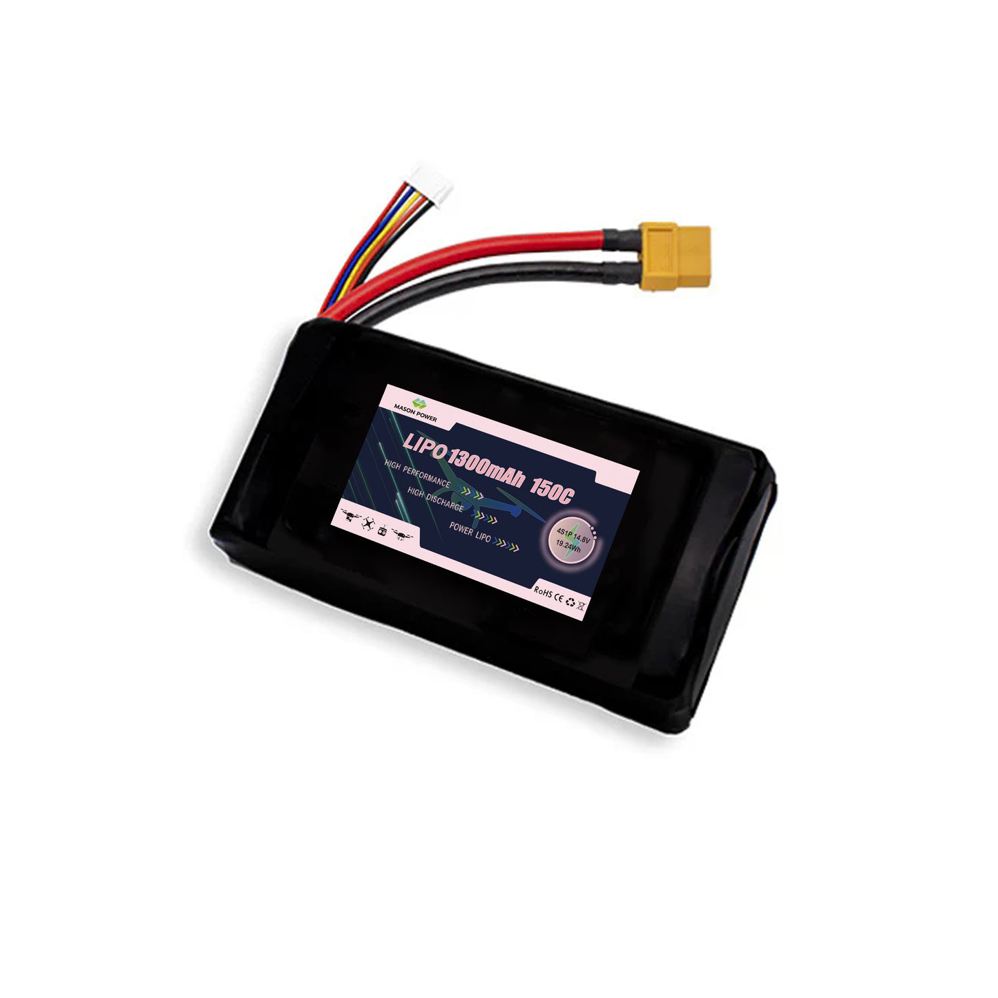 14.8V 150C 4S 1300mAh 4S1P Lipo Battey Pack For Race FPV Drone