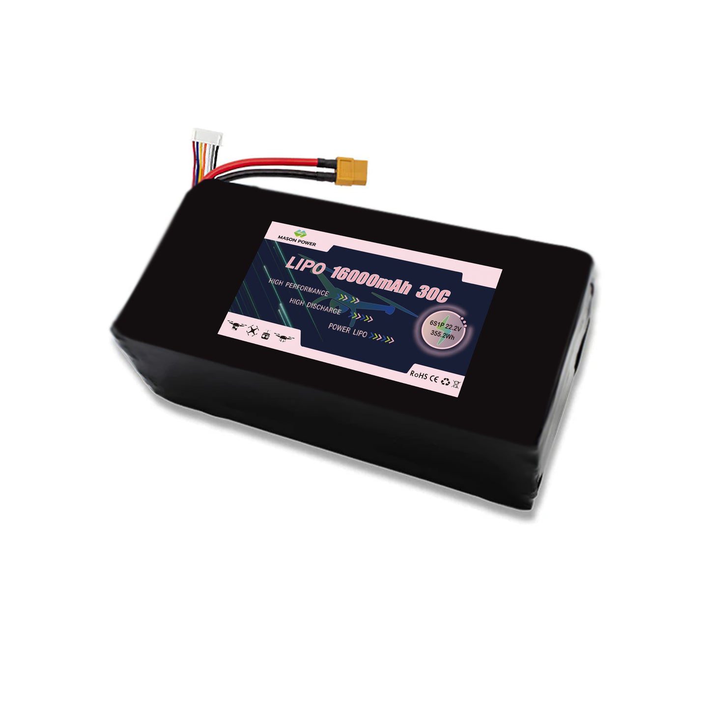 22.2V 30C 6S 16000mAh Lipo Battey Pack For Race FPV Drone