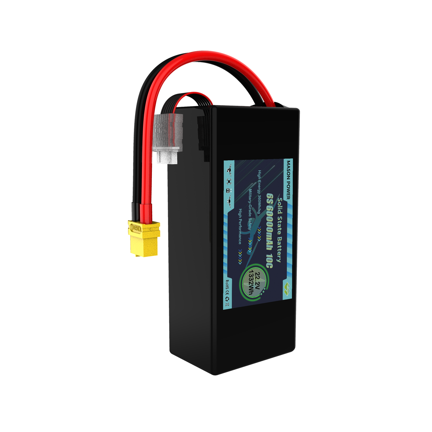 360Wh/kg 6S 22.2V 105000mAh 10C Solid State Battery Pack Long Flight Time