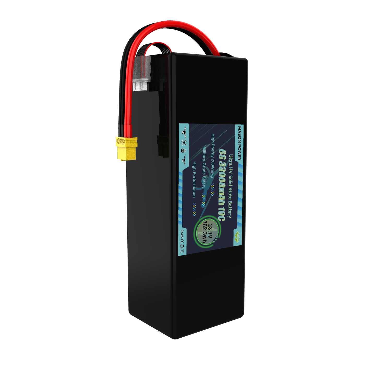 Long Range 6S LiHV High Voltage 23.1V 50000mAh Solid State Battery Packs for Heavy Duty Drones