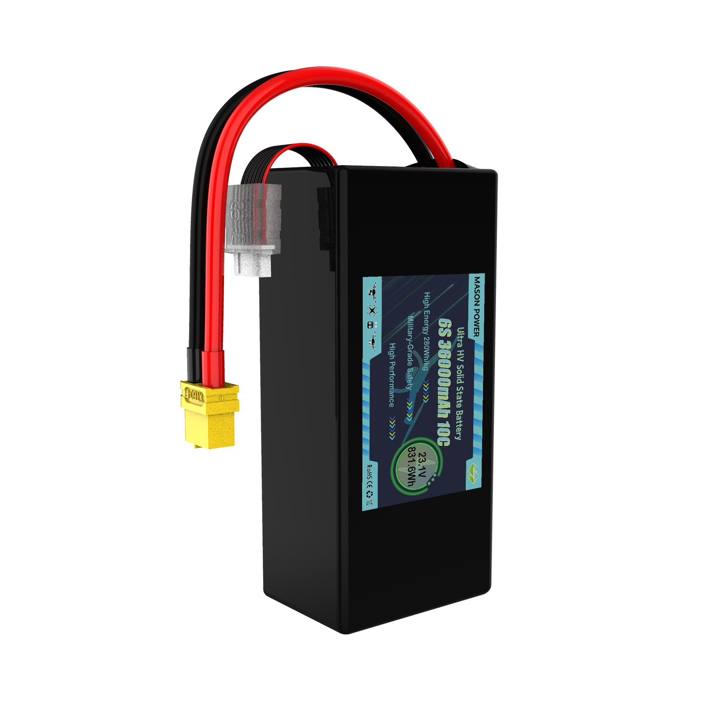 Long Range 6S LiHV High Voltage 23.1V 50000mAh Solid State Battery Packs for Heavy Duty Drones