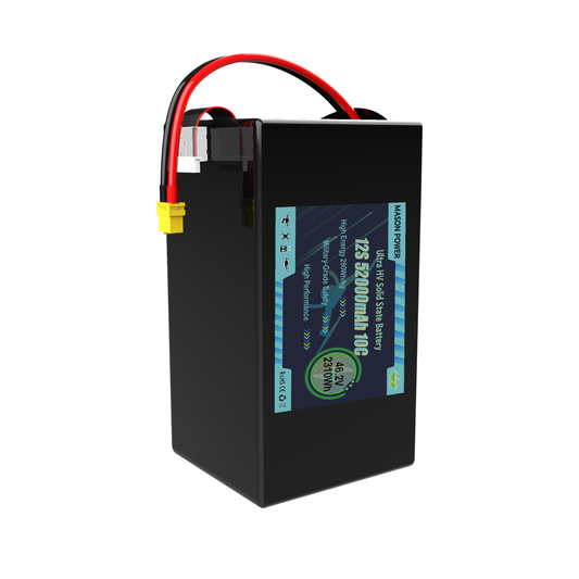 Long Flight Time Safe SSB 12S High Voltage 46.2V 50000mAh 10C LiHV Solid State Battery Packs