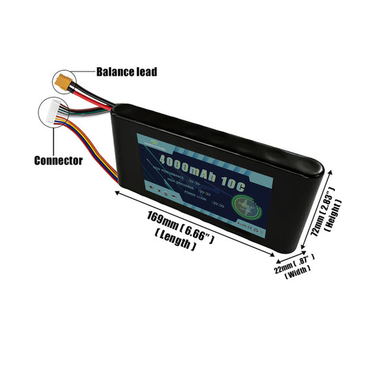 29.6V 4000mAh 8S1P Lithium Ion Battery Pack For FPV Drone