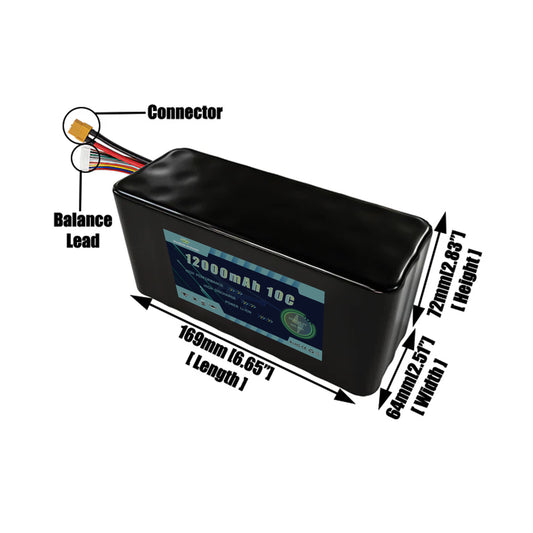 29.6V 12000mAh 8S3P Lithium Ion Battery Pack For FPV Drone