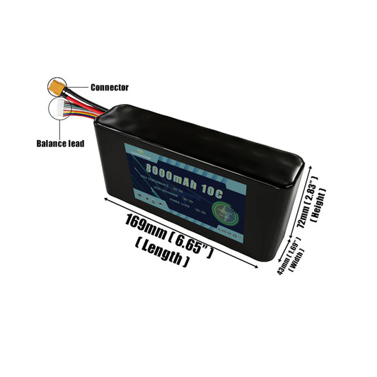 29.6V 8000mAh 8S2P Lithium Ion Battery Pack For FPV Drone