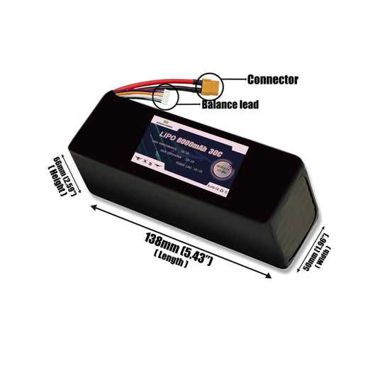 22.2V 30C 6S 8000mAh Lipo Battey Pack For Race FPV Drone