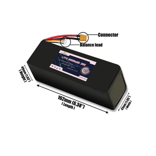 22.2V 30C 6S 6000mAh Lipo Battey Pack For Race FPV Drone