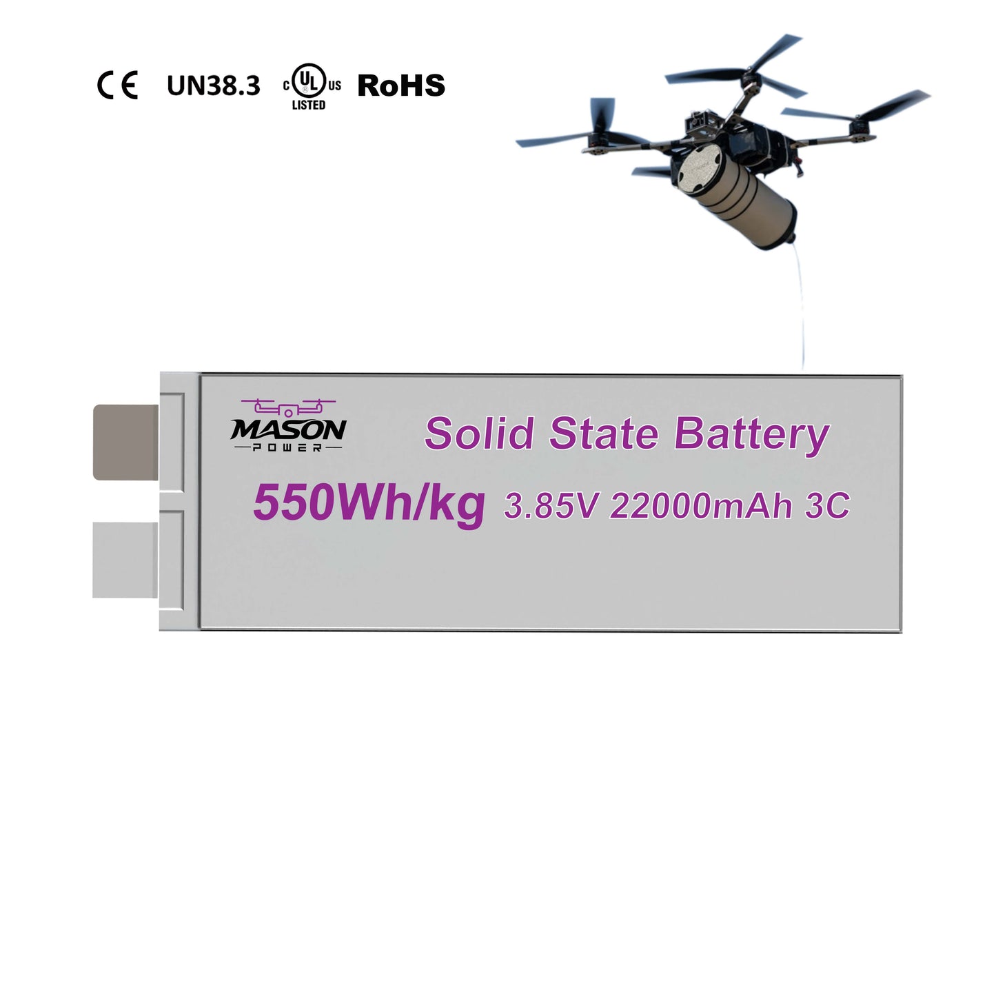 MASON POWER 550Wh/kg Anode Free Solid State Cell Ultra-High – Engineered for eVTOL & Strategic UAVs