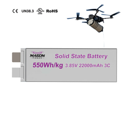 MASON POWER 550Wh/kg Anode Free Solid State Cell Ultra-High – Engineered for eVTOL & Strategic UAVs