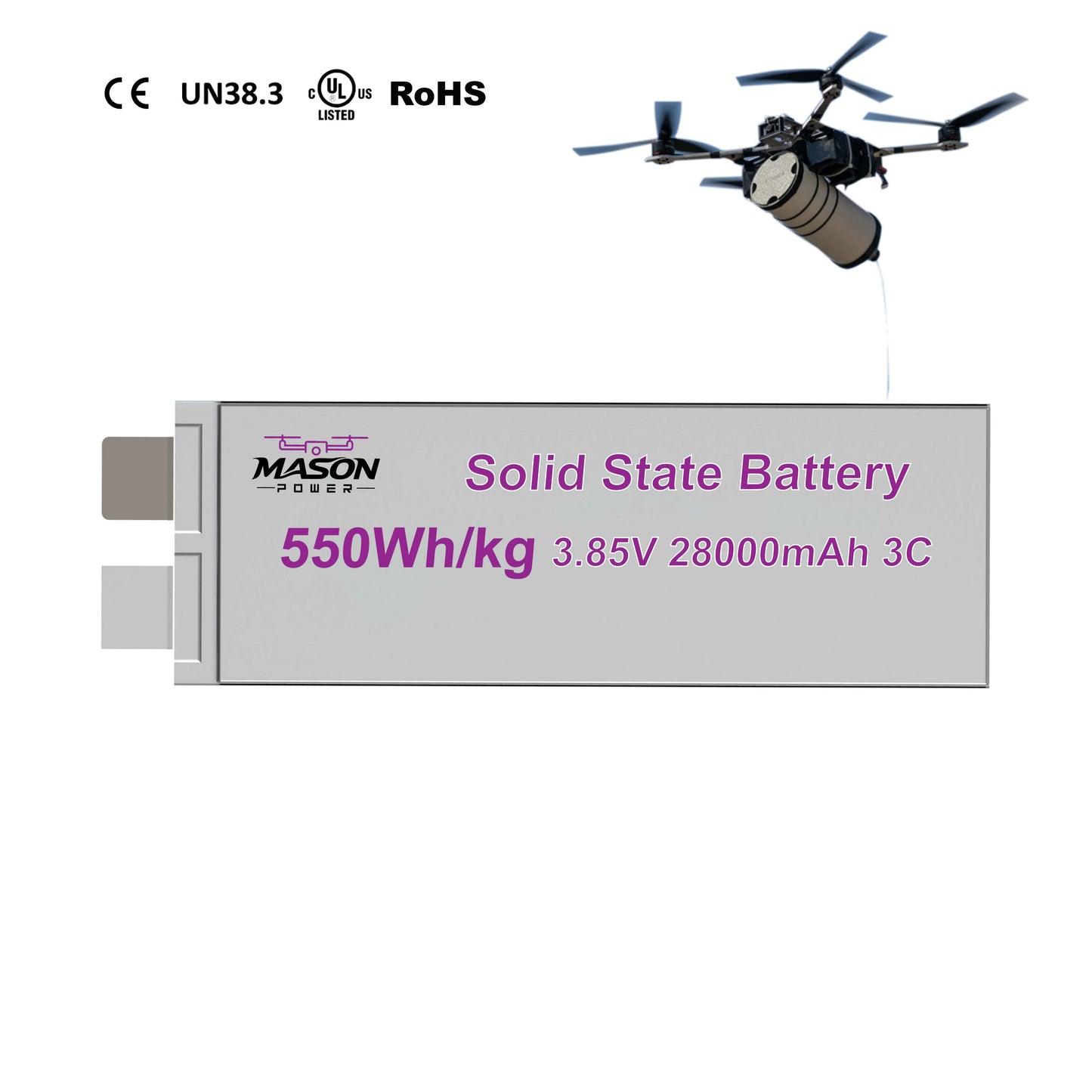 MASON POWER 550Wh/kg Anode Free Solid State Cell Ultra-High – Engineered for eVTOL & Strategic UAVs